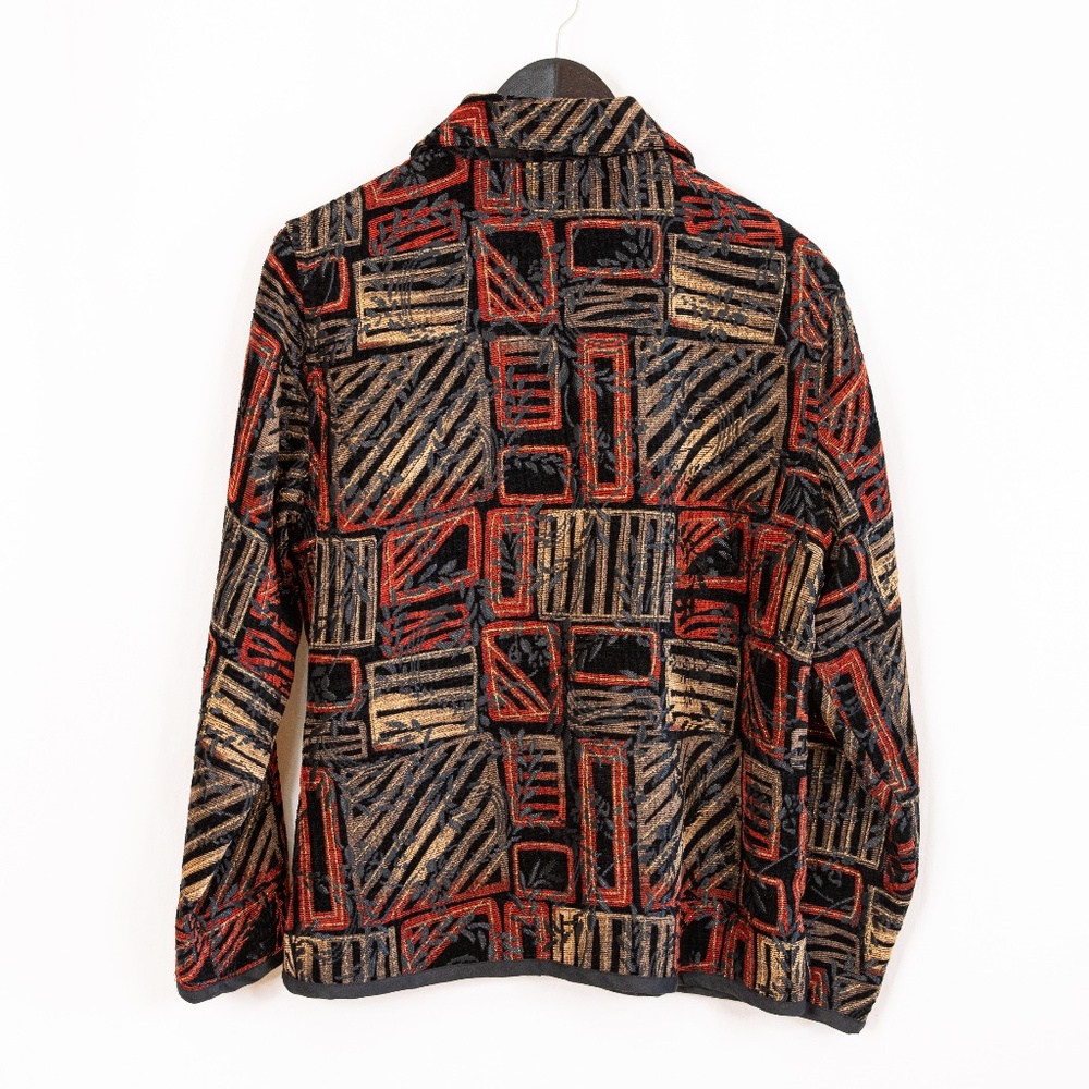 Coldwater Creek Reversible Blazer Red/Black/Gold Pattern & Black Embroidered - Picture 15 of 15